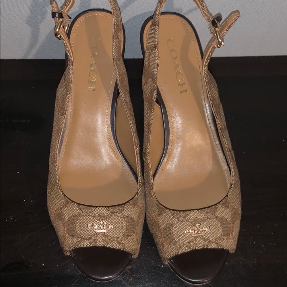 COACH Peep Toe Wedges